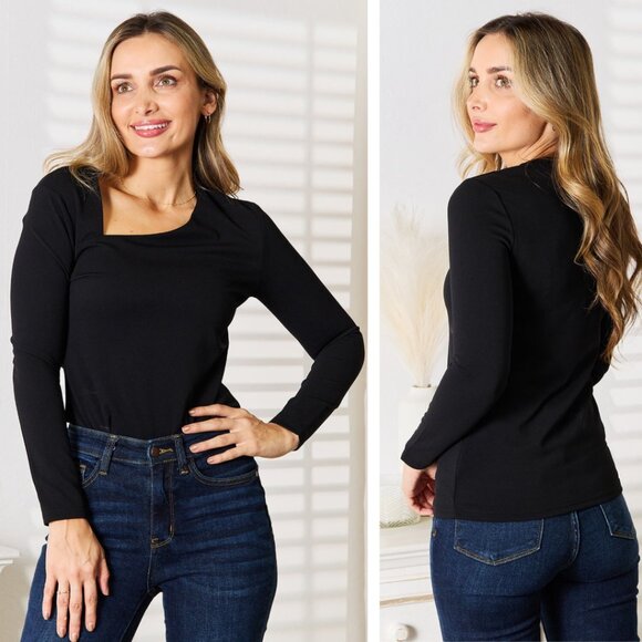 NWT - Black Asymmetrical Long Sleeve Top - Picture 6 of 6